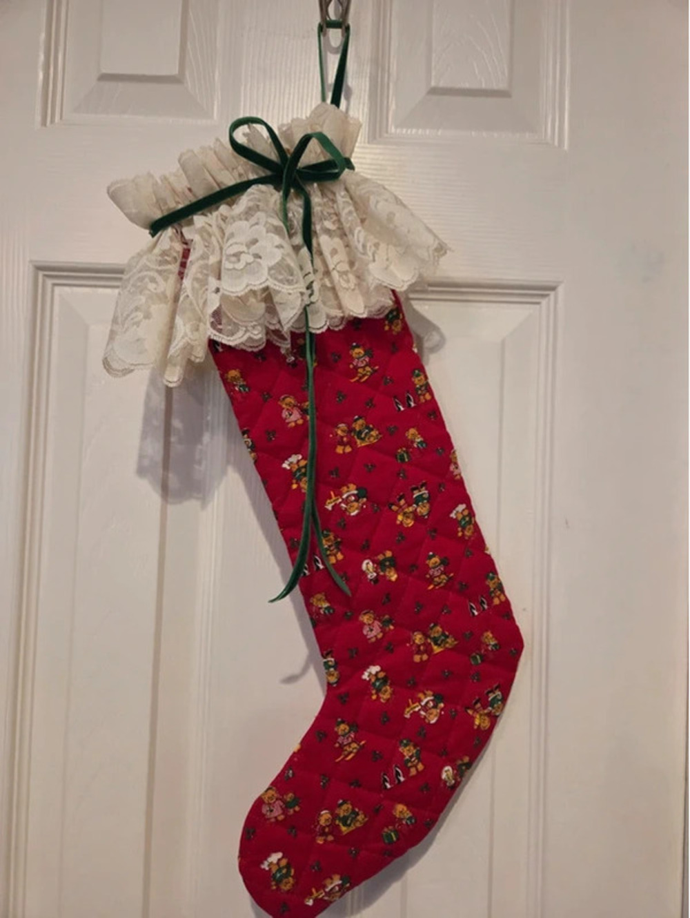 Vintage quilted Christmas stocking